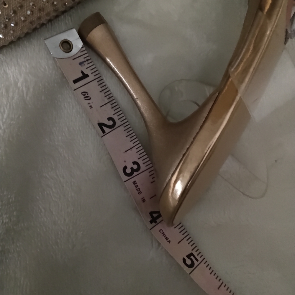 💖❤️Top Moda Women's Gold Embellished 4" Heels - Clear Plastic - Size 10 ❤️‍🩹🩷 - Picture 6 of 7